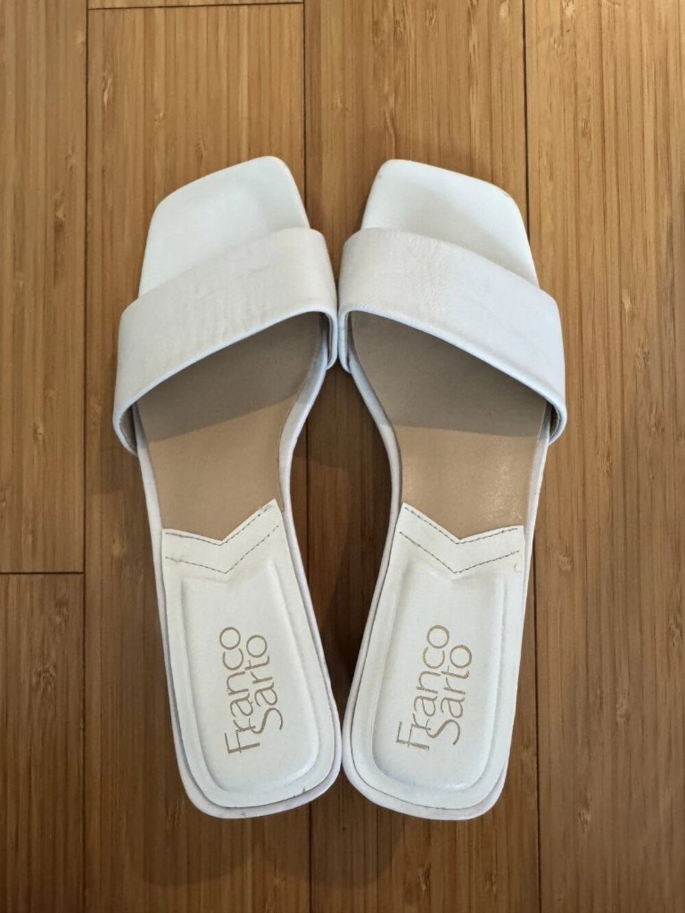 Franco Sarto Cruella White Leather Sandals 7.5